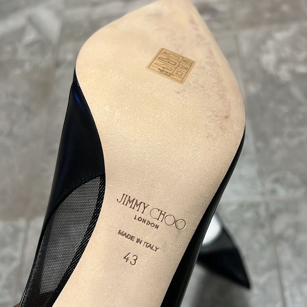 Jimmy Choo Love 85 Leather Mesh Pointed-Toe Pumps, New, Size 43 - Picture 11 of 16